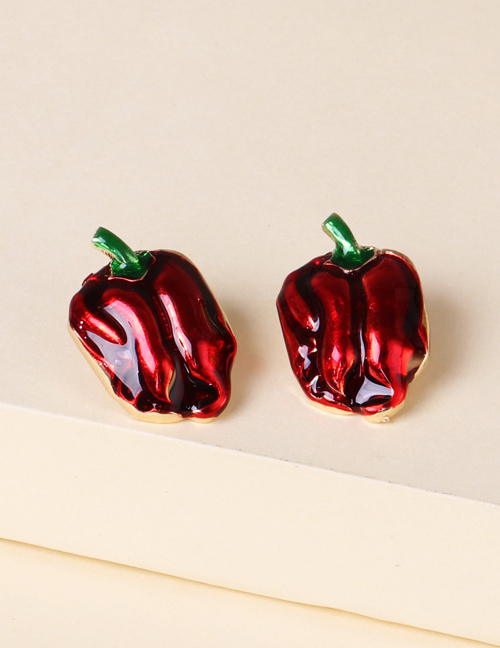 Fashion Red Chili Alloy Drip Oil Chili Earrings