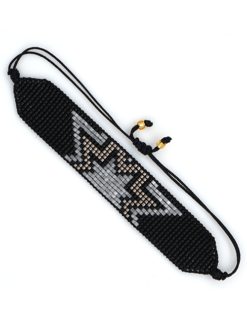 Fashion Moon Star Black Rice Bead Woven Handmade Beaded Love Bracelet