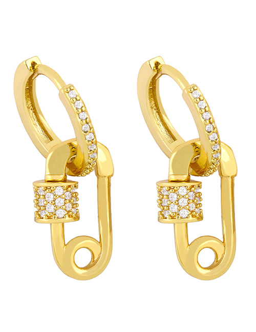 Fashion Pin Brooch Crown Copper Inlaid Zircon Cross Earrings