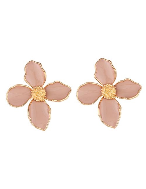 Fashion Pink Alloy Flower Drip Earrings