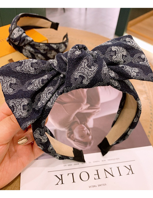 Fashion Bow Knot Denim Print Tie-dye Wide Version Big Bow Tie Headband