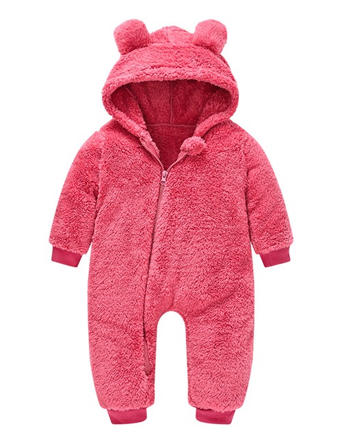 Fashion Red Baby Bear Ears Newborn Jumpsuit With One-piece Wool Sweater