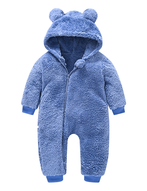 Fashion Blue Cubs Ears Newborn One-piece Wool Sweater Romper