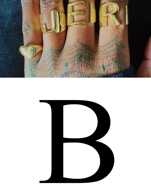 Fashion B 26 Letters Open Ring In Copper