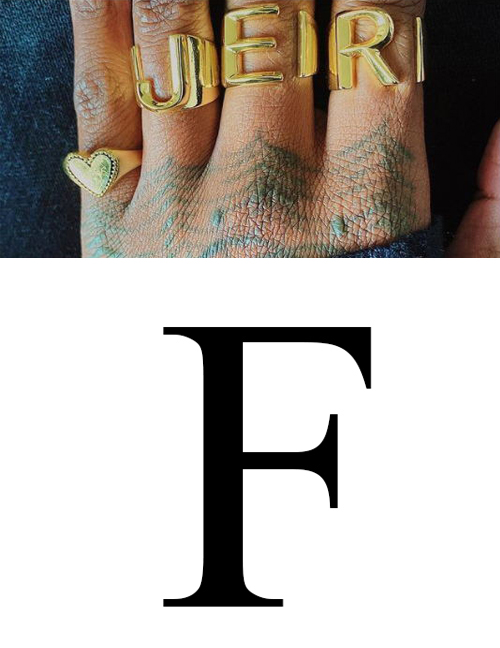 Fashion F 26 Letters Open Ring In Copper