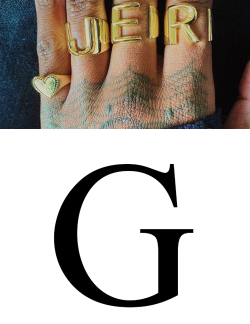 Fashion G 26 Letters Open Ring In Copper
