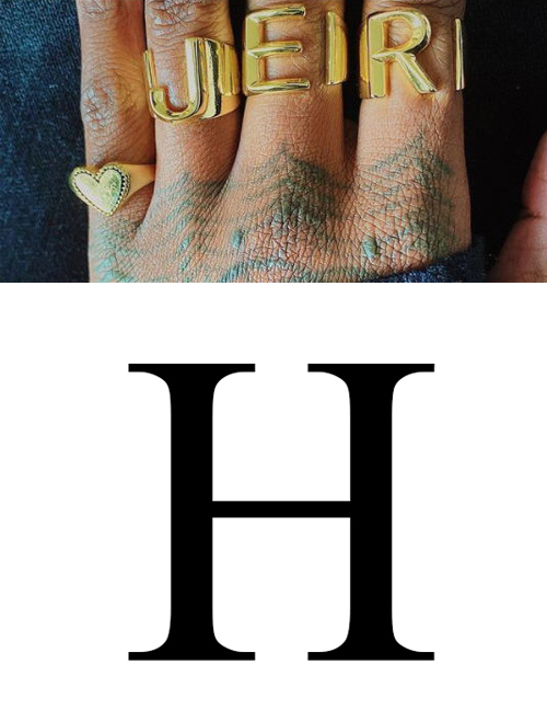Fashion H 26 Letters Open Ring In Copper