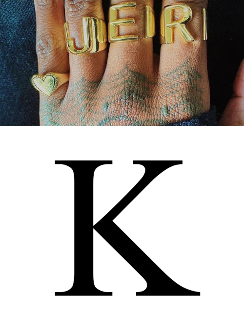 Fashion K 26 Letters Open Ring In Copper