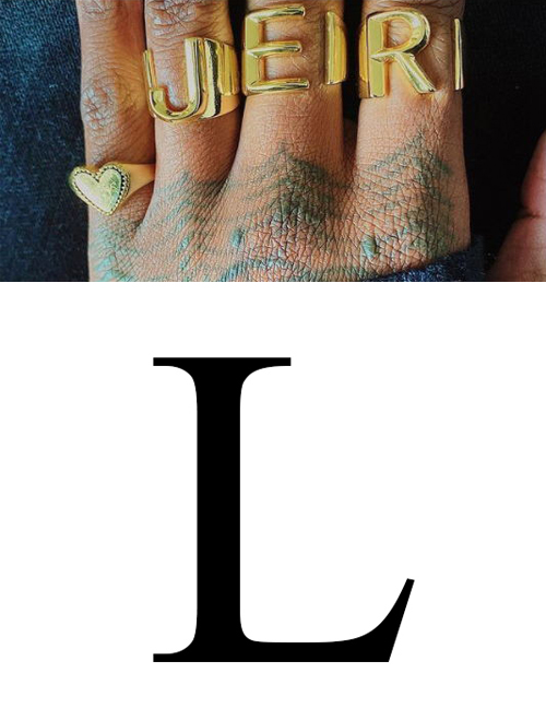Fashion L 26 Letters Open Ring In Copper