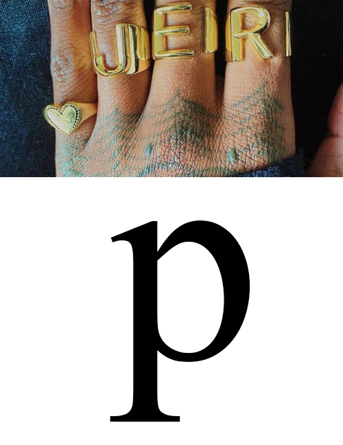 Fashion P 26 Letters Open Ring In Copper