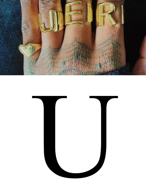 Fashion U 26 Letters Open Ring In Copper