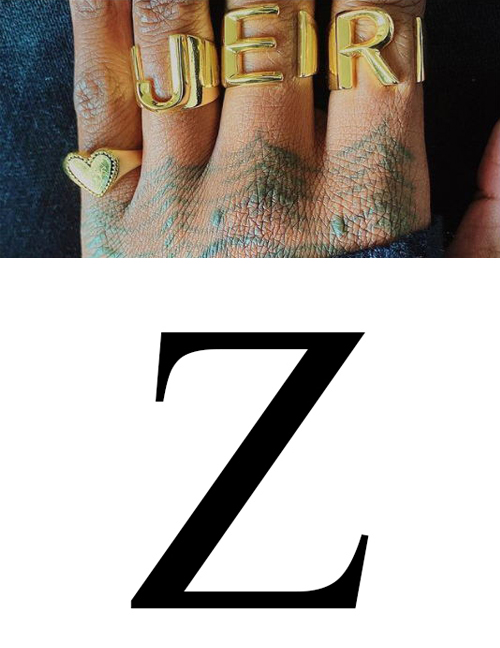 Fashion Z 26 Letters Open Ring In Copper