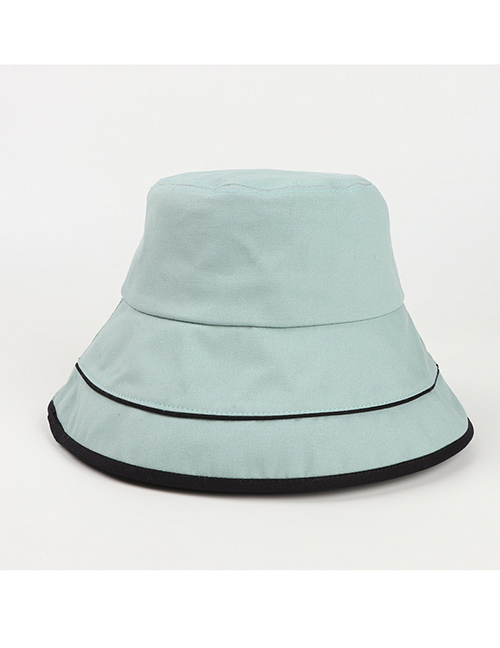 Fashion Cyan Blue (with Windproof Rope) Folded Double Layer Stitching Contrast Color Fisherman Hat