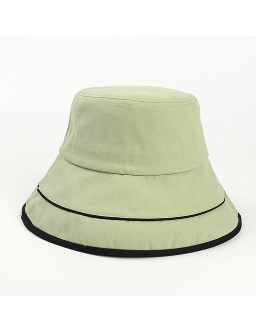 Fashion Grass Green (with Windproof Rope) Folded Double Layer Stitching Contrast Color Fisherman Hat