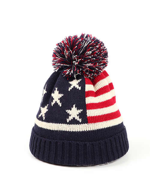Fashion Stars + Red And White Stripes Pozi Flag Star Stripe Knitted Woolen Hat
