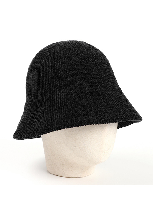 Fashion Black Corduroy Dome Knitted Fisherman Hat