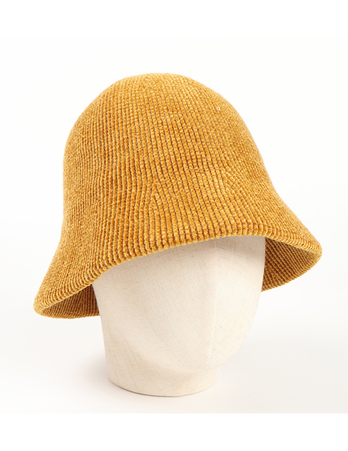 Fashion Turmeric Corduroy Dome Knitted Fisherman Hat