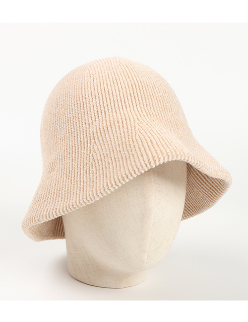 Fashion Beige Corduroy Dome Knitted Fisherman Hat