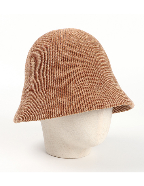 Fashion Light Coffee Corduroy Dome Knitted Fisherman Hat