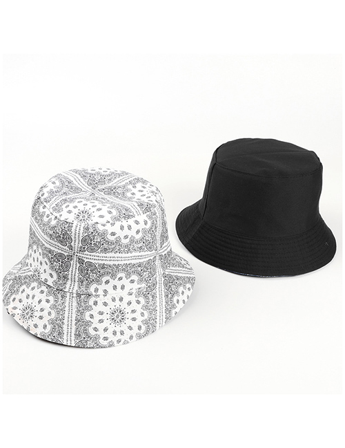 Fashion White Double-sided Cashew Print Fisherman Hat