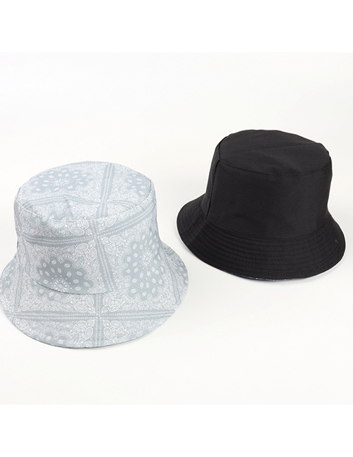 Fashion Gray Double-sided Cashew Print Fisherman Hat