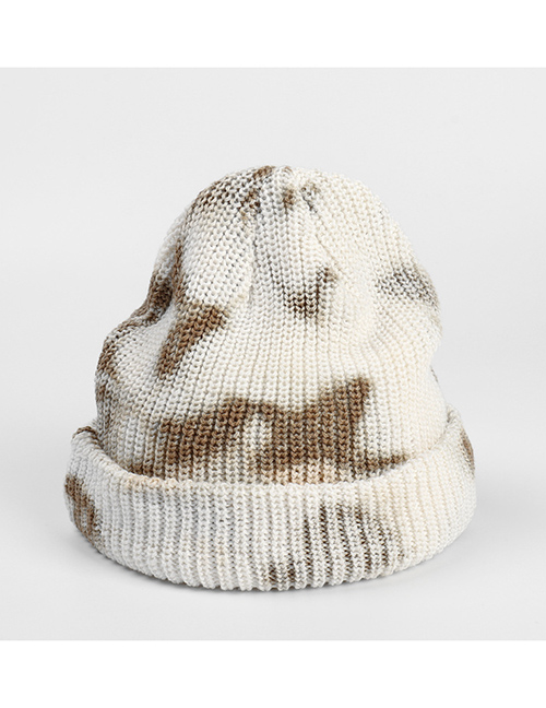 Fashion Brown Tie-dye Curled Knitted Woolen Hat