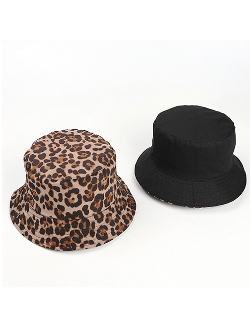 Fashion Coffee Suede Leopard Print Double-sided Fisherman Hat