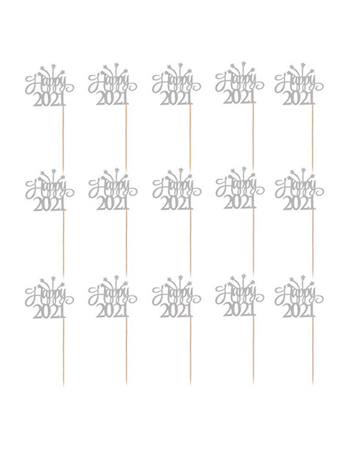 Fashion 12pcs Silver New Year Party Decoration Cake Insert