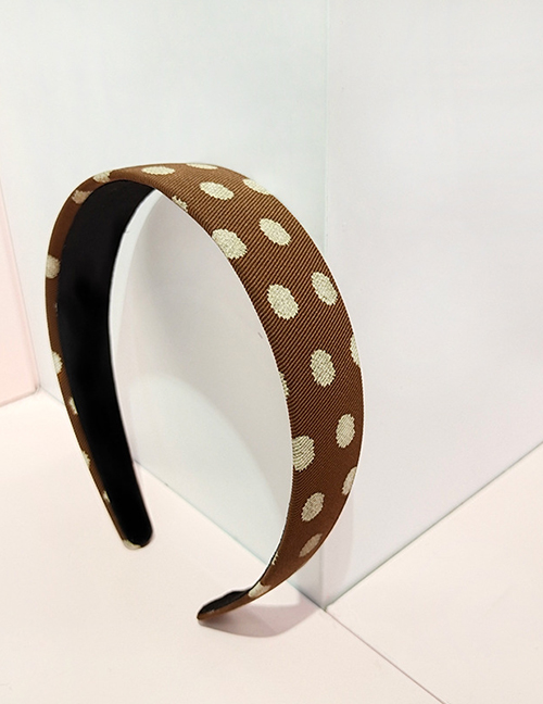 Fashion Brown Wave Dot Tablet Polka Dot Printed Fabric Wide-brimmed Headband