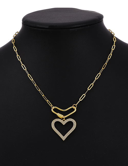 Fashion Love Copper Inlaid Zircon Thick Chain Love Necklace