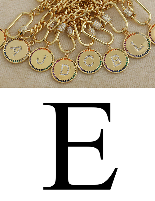 Fashion E 26 Letters Thick Chain Necklace With Copper And Zircon