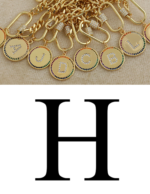 Fashion H 26 Letters Thick Chain Necklace With Copper And Zircon