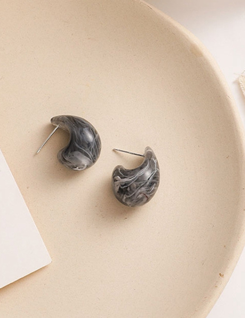 Fashion Gray S928 Silver Needle Drop Resin Earrings