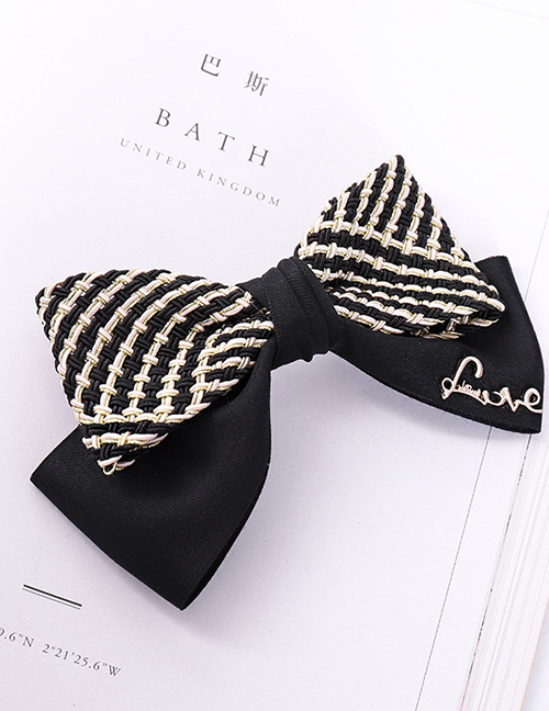 Fashion Gold Silk Stripes Bow Hairpin Bow Pearl Hairpin