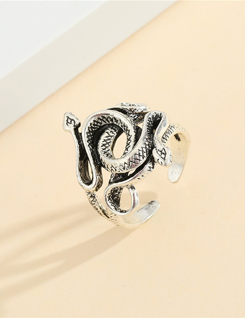Fashion Silver Cross Snake Cobra Ring