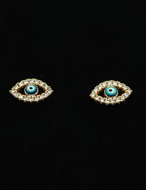 Fashion Hollow Diamond Gold Eye Stud Earrings Devils Eye Micro Diamond Eye Earrings