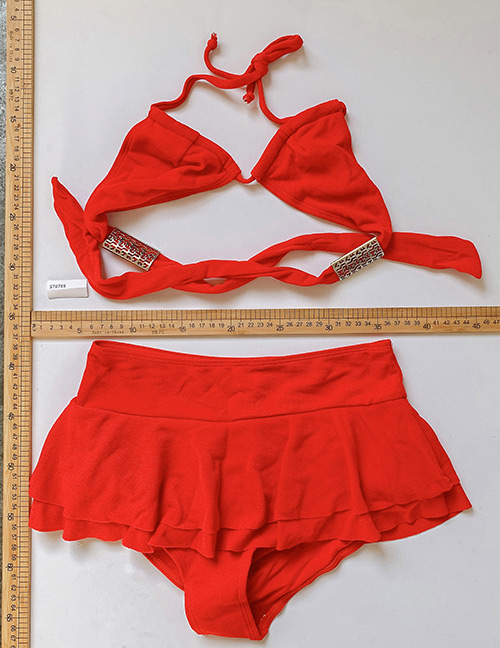 Fashion Red Split Ruffle Swimsuit