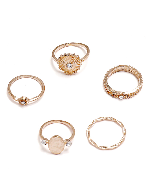 Fashion Gold Color Diamond Geometric Alloy Ring Set