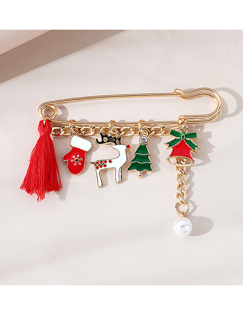 Fashion Gold Color Drop Oil Fringed Bell Alloy Pearl Brooch