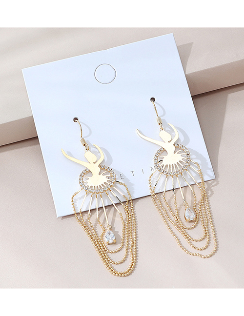 Fashion Golden Real Gold-plated Ballet Girls Believe In Hollow Earrings