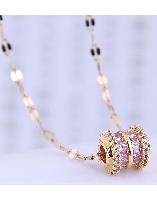 Fashion Golden Color Micro-inlaid Zircon Small Waist Geometric Necklace