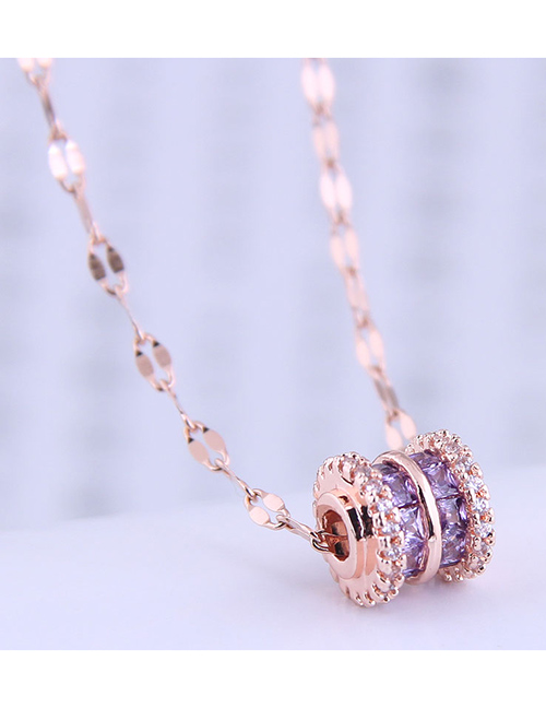 Fashion Rose Gold Color Micro-inlaid Zircon Small Waist Geometric Necklace