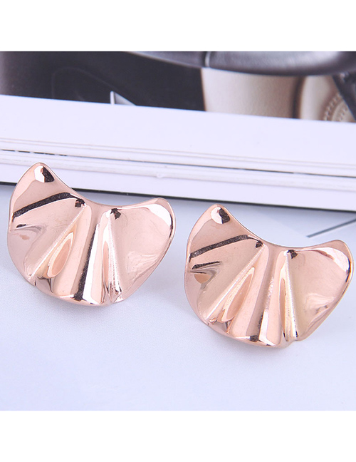 Fashion Rose Gold Color Titanium Steel Fan Earrings