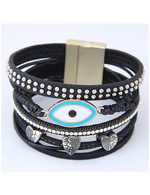 Fashion Black Dripping Love Eyes Magnet Clasp Extra Wide Bracelet
