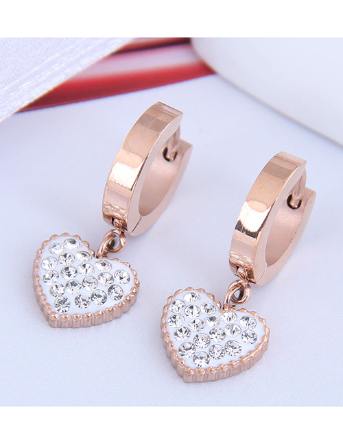 Fashion White Diamond Diamond Round Titanium Steel Earrings