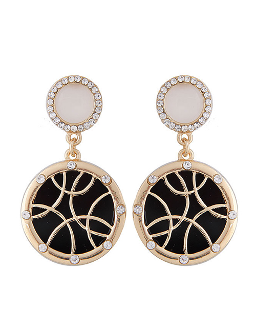 Fashion Gold Color Metal Round Diamond Earrings