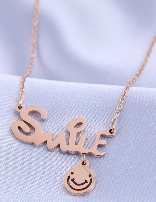 Fashion Letter Titanium Steel Letter Smiley Face Necklace