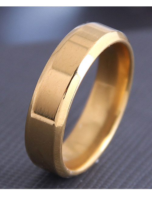 Fashion Golden Stainless Steel Smooth Ring