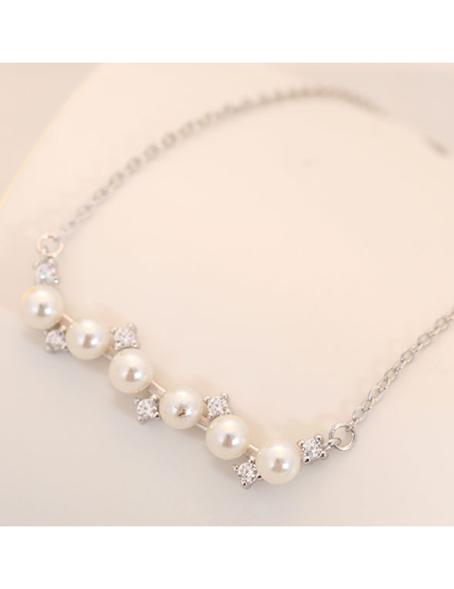 Fashion Silver Pearl Zircon Necklace