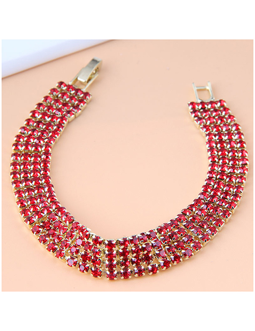 Fashion Red Metal Flash Diamond Bracelet
